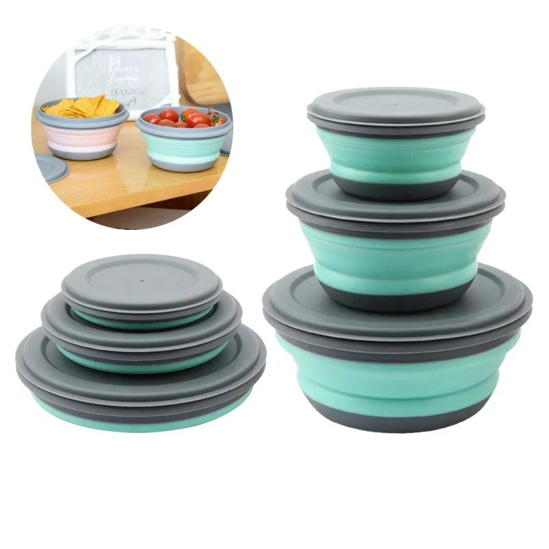 Sammenleggbare matbeholdere i silikon - 3stk - Til Kjøkkenet