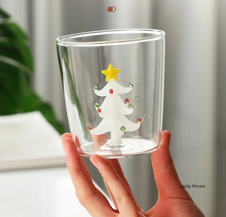 1pc Christmas Tree Mug Cute Cup Glass Cups Glass Mug Coffee Mug Home Decoration Christmas Gift Christmas Decoration 300ml - Til Kjøkkenet