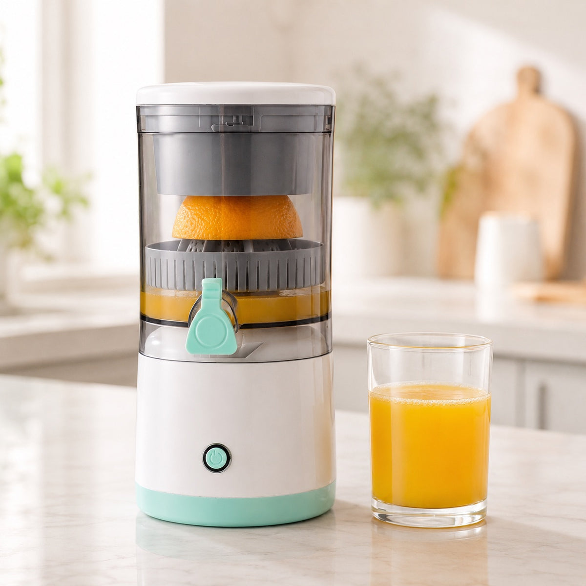 Automatisk juicepresser MDC1 med appelsin og glas