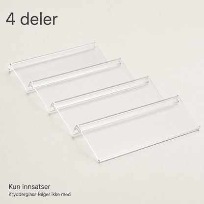 Uttrekkbar krydderinnsats i klar akryl, variant med 4 deler