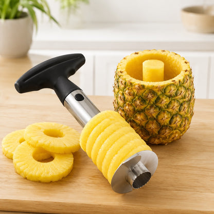 Ananasskærer med spiral, ringe og udhulet ananas
