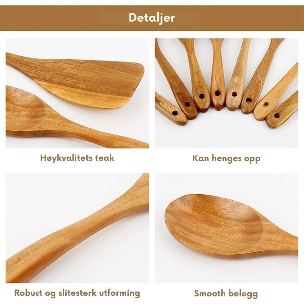 Kjøkkenredskaper i tre - 10stk - Til Kjøkkenet