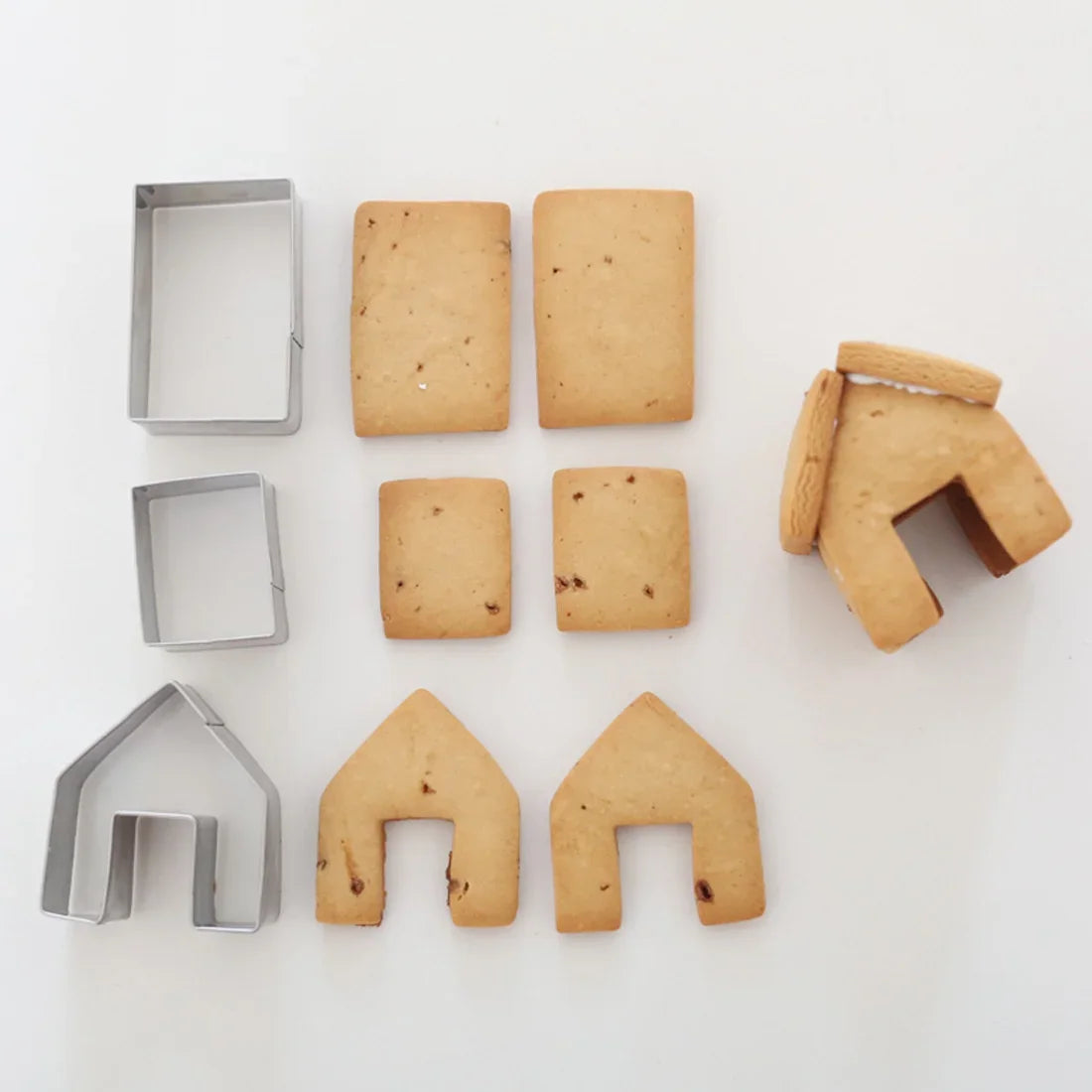 3Pcs/Set Christmas Gingerbread House Biscuit Cutter Set Stainless Steel Cookie Mould - Til Kjøkkenet