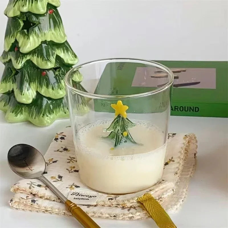 1pc Christmas Tree Mug Cute Cup Glass Cups  Glass Mug  Coffee Mug Home Decoration Christmas Gift Christmas Decoration 300ml - Til Kjøkkenet