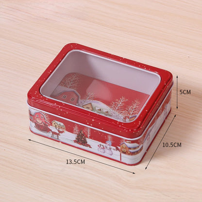 1Pc Merry Christmas Candy Box Mini Tin Box Sealed Jar Jewelry Organizer Gift Package Home Xmas Candy Baking Cookies Biscuit Case - Til Kjøkkenet