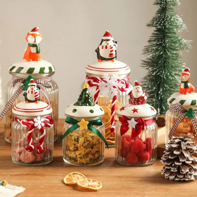 Christmas Candy Glass Sealed Jar Household Nut Jar Food Grade Tea and Grain Storage Jar - Til Kjøkkenet