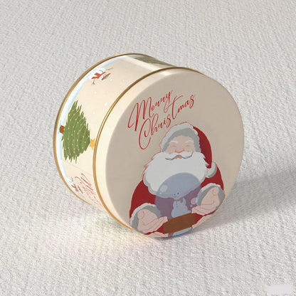 Christmas Tinplate Round Candy Tin Can Metal Box Cartoon Elk Santa Claus Letter Printed Xmas Candy Cookie Tea Storage Gift Case - Til Kjøkkenet