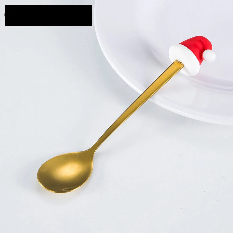 Christmas Spoon Forks Stainless Steel Coffee Spoon Christmas Tree Elk Tiny Stirring Spoons Party Tableware Ornaments Gifts Kids - Til Kjøkkenet