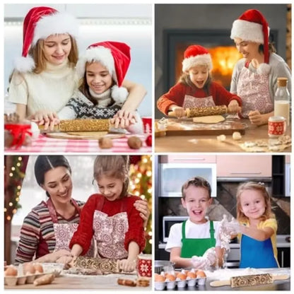 1-5PCS Christmas Embossed Snowflake Rolling Pin Holiday Baking Tool Cookie Dough Fondant Pattern Kitchen Accessory Gift - Til Kjøkkenet