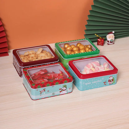 1Pc Merry Christmas Candy Box Mini Tin Box Sealed Jar Jewelry Organizer Gift Package Home Xmas Candy Baking Cookies Biscuit Case - Til Kjøkkenet