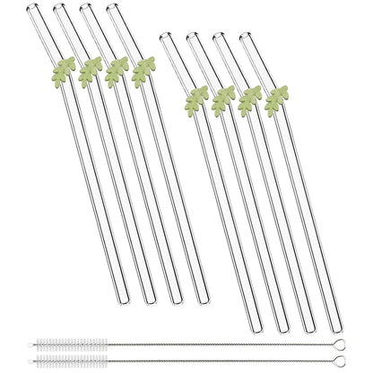 8pcs Christmas High Borosilicate Glass Straws Reusable Drinking Straw Set with Brush for Smoothies Tea Juice Bar Accessories - Til Kjøkkenet