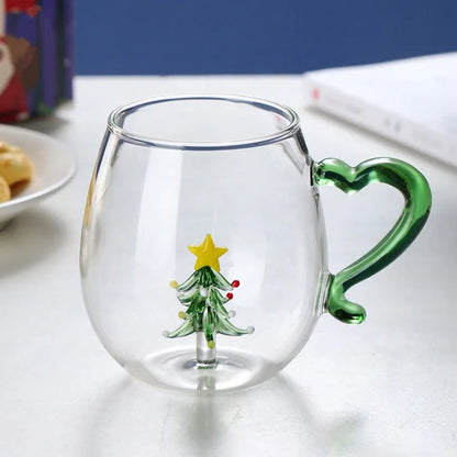 Creative Christmas Glass Cup 350ml Chriatmas Tree Snowman Animal Shape Single Layer Glass Cups Home Juice Cold Drink Cup Gifts - Til Kjøkkenet