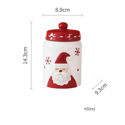 Nordic Santa Round home kitchen Sealed jar Large ceramic jar Snacks Creative decoration Christmas gift storage jar - Til Kjøkkenet