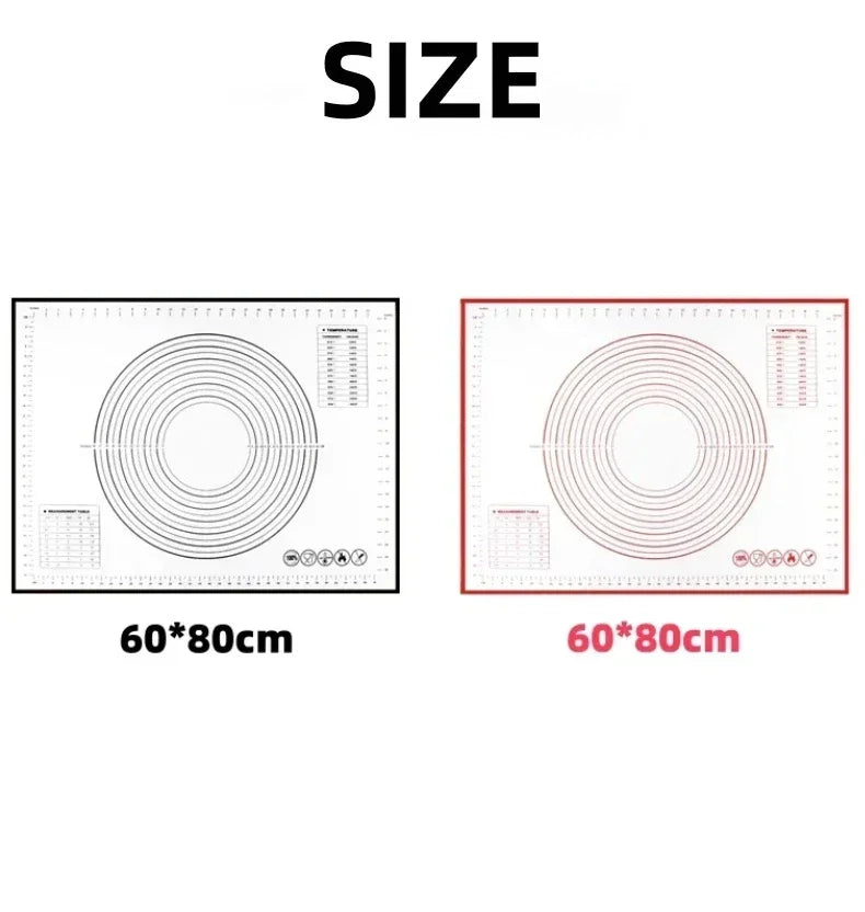 Oversize 60/70/80cm Silicone Baking Mat Rolling Kneading Pad Pastry Tools Crepes Pizza Dough Non-Stick Silicone Mat For Kitchen - Til Kjøkkenet