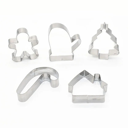 5Pcs Christmas Cookie Cutter Set Gingerbread Man Xmas Tree Biscuit Mold Stamp 2024 Christmas Party New Year Baking Accessories - Til Kjøkkenet