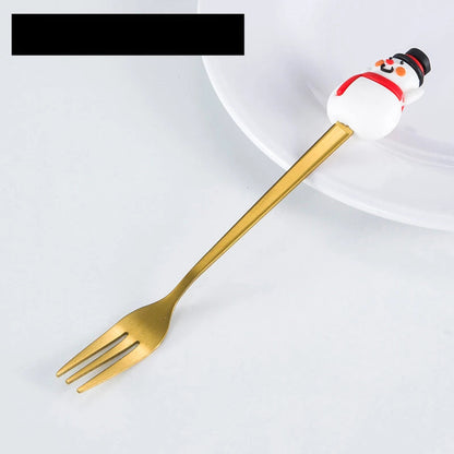 Christmas Spoon Forks Stainless Steel Coffee Spoon Christmas Tree Elk Tiny Stirring Spoons Party Tableware Ornaments Gifts Kids - Til Kjøkkenet