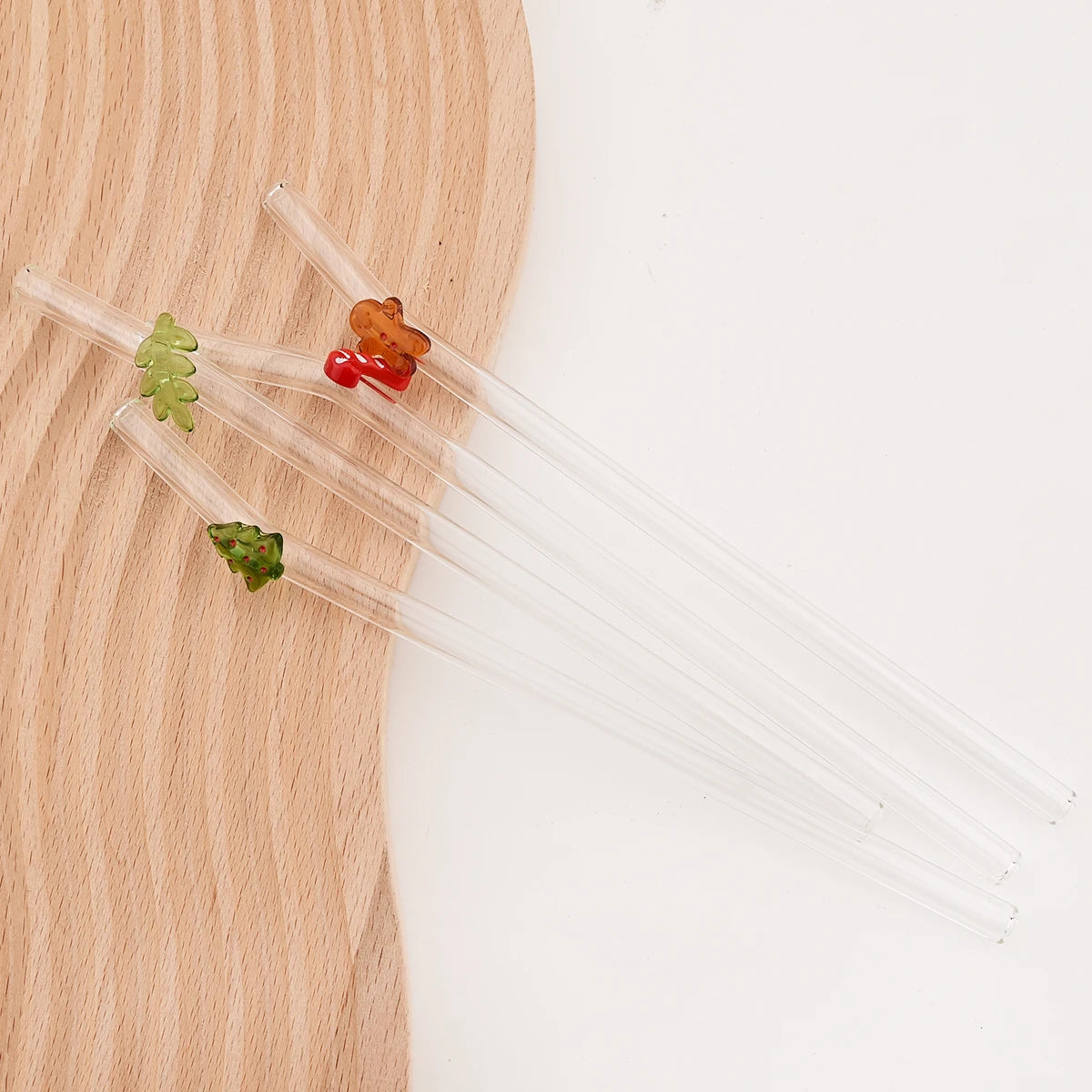 8pcs Christmas High Borosilicate Glass Straws Reusable Drinking Straw Set with Brush for Smoothies Tea Juice Bar Accessories - Til Kjøkkenet