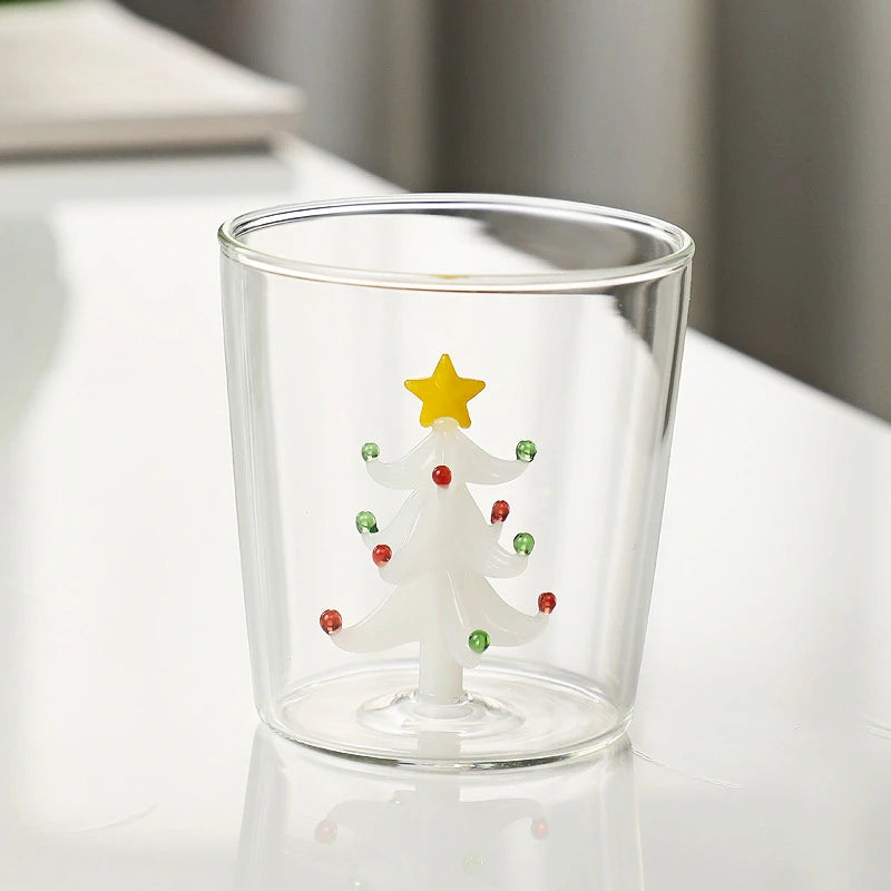 1pc Christmas Tree Mug Cute Cup Glass Cups  Glass Mug  Coffee Mug Home Decoration Christmas Gift Christmas Decoration 300ml - Til Kjøkkenet