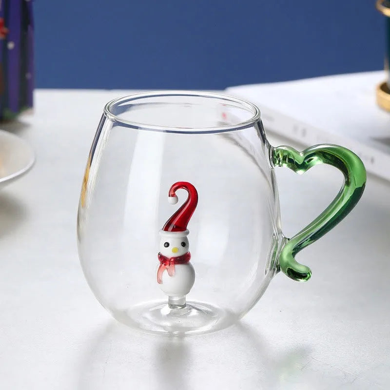 Creative Christmas Glass Cup 350ml Chriatmas Tree Snowman Animal Shape Single Layer Glass Cups Home Juice Cold Drink Cup Gifts - Til Kjøkkenet