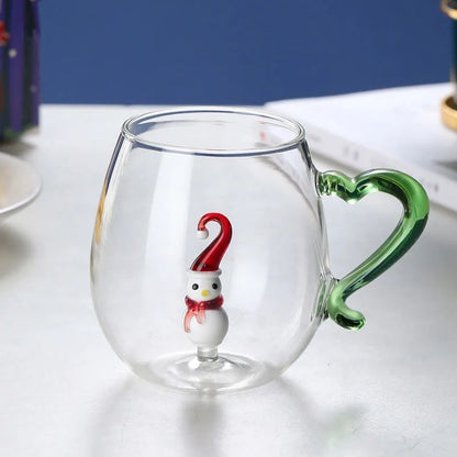 Creative Christmas Glass Cup 350ml Chriatmas Tree Snowman Animal Shape Single Layer Glass Cups Home Juice Cold Drink Cup Gifts - Til Kjøkkenet