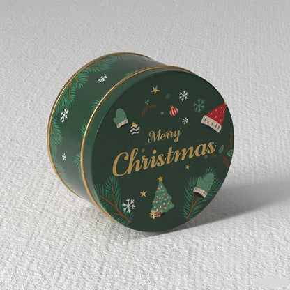 Christmas Tinplate Round Candy Tin Can Metal Box Cartoon Elk Santa Claus Letter Printed Xmas Candy Cookie Tea Storage Gift Case - Til Kjøkkenet