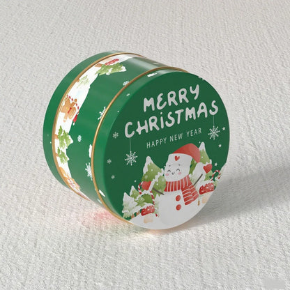 Christmas Tinplate Round Candy Tin Can Metal Box Cartoon Elk Santa Claus Letter Printed Xmas Candy Cookie Tea Storage Gift Case - Til Kjøkkenet