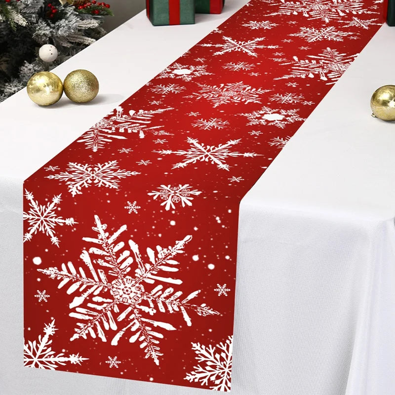 Christmas Snowflakes Table Runner Christmas Decorations for Home 2025 Xmas Tablecover Winter Holiday Kitchen Dining Table Decor - Til Kjøkkenet
