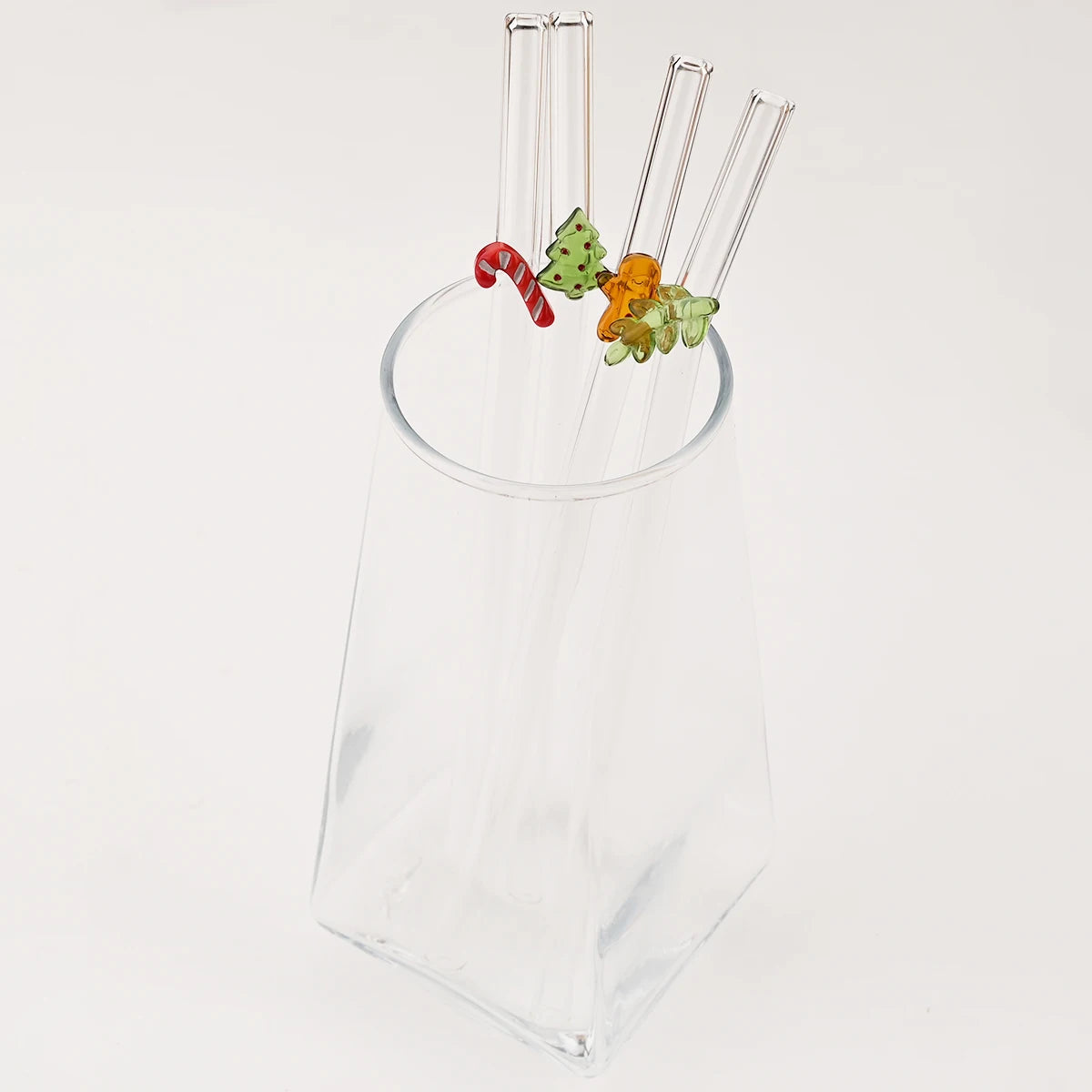 8pcs Christmas High Borosilicate Glass Straws Reusable Drinking Straw Set with Brush for Smoothies Tea Juice Bar Accessories - Til Kjøkkenet