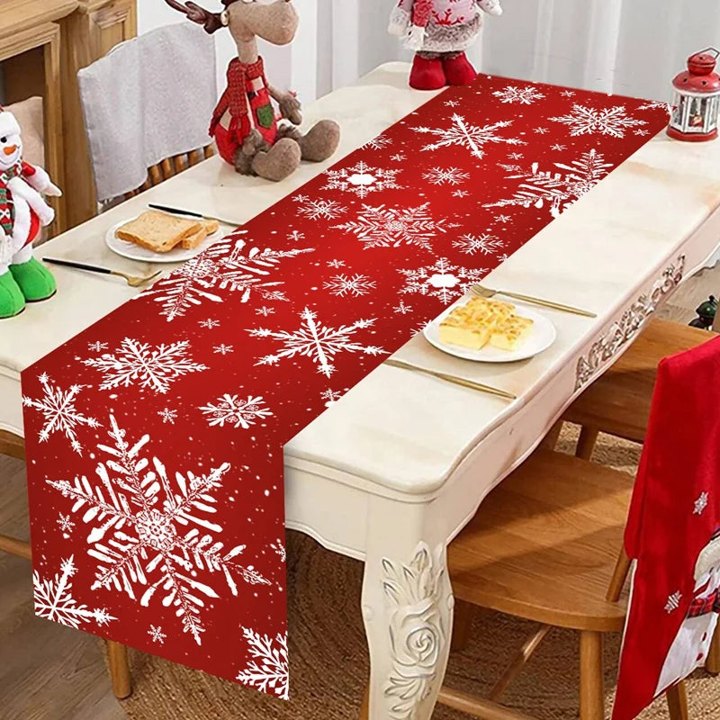 Christmas Snowflakes Table Runner Christmas Decorations for Home 2025 Xmas Tablecover Winter Holiday Kitchen Dining Table Decor - Til Kjøkkenet