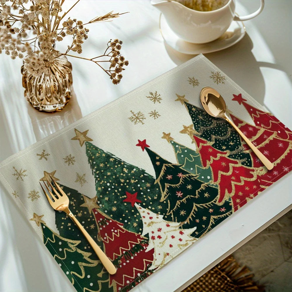 VIKAMA Christmas Limited Edition Tablecloth and Napkin for Kitchen Table with Waterproof Christmas Tree Decorations - Til Kjøkkenet