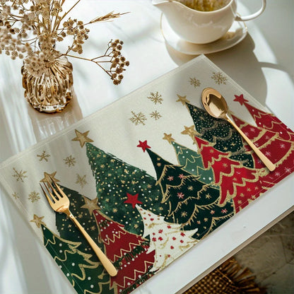 VIKAMA Christmas Limited Edition Tablecloth and Napkin for Kitchen Table with Waterproof Christmas Tree Decorations - Til Kjøkkenet