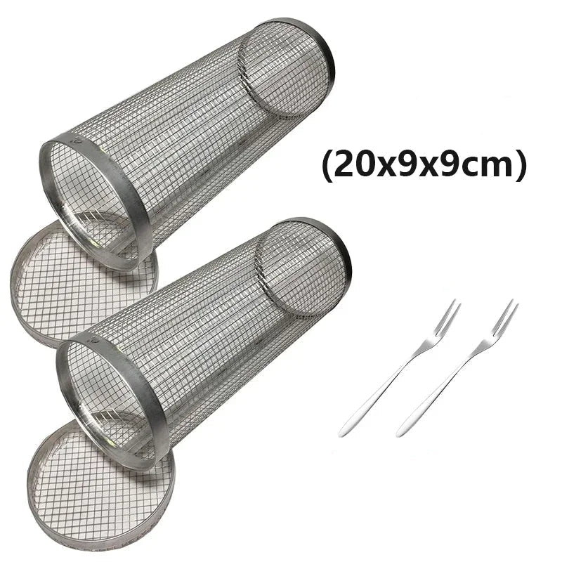 Rullende grillkurv i rustfritt stål – Liten grillkurv x2, produktbilde 12