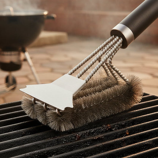 Grillbørste med skrape i rustfritt stål - Til Kjøkkenet