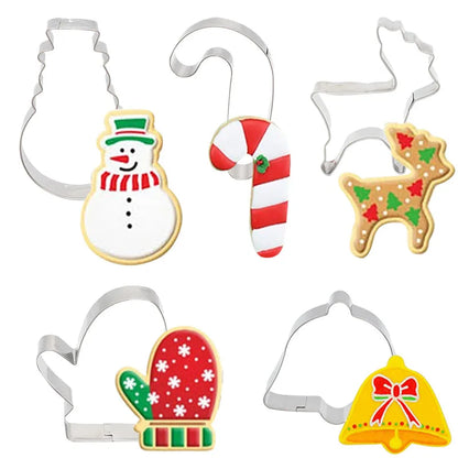 5Pcs Christmas Cookie Cutter Set Gingerbread Man Xmas Tree Biscuit Mold Stamp 2024 Christmas Party New Year Baking Accessories - Til Kjøkkenet