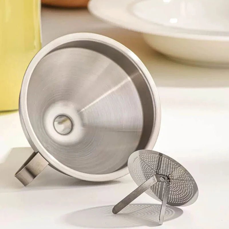 Kjøkkentrakt med sil i rustfritt stål - Til Kjøkkenet