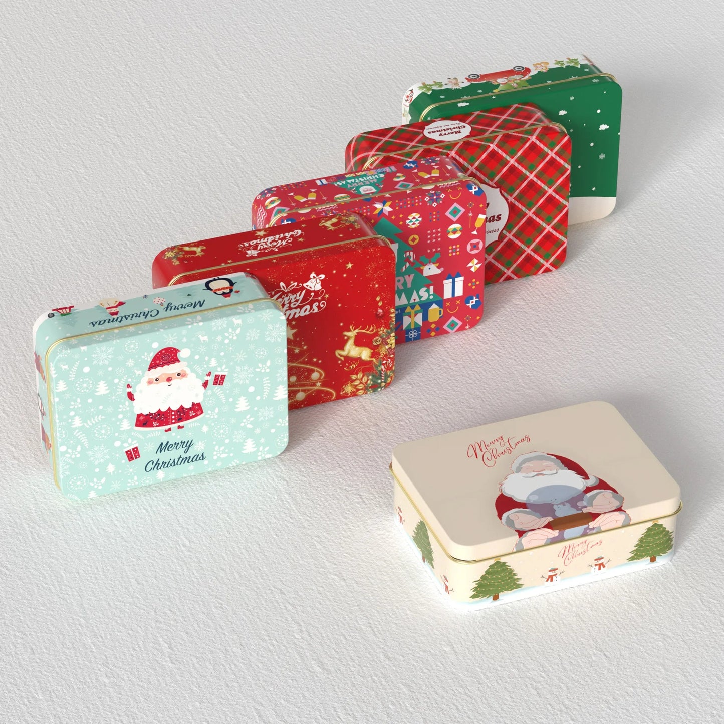 Christmas Tinplate Round Candy Tin Can Metal Box Cartoon Elk Santa Claus Letter Printed Xmas Candy Cookie Tea Storage Gift Case - Til Kjøkkenet