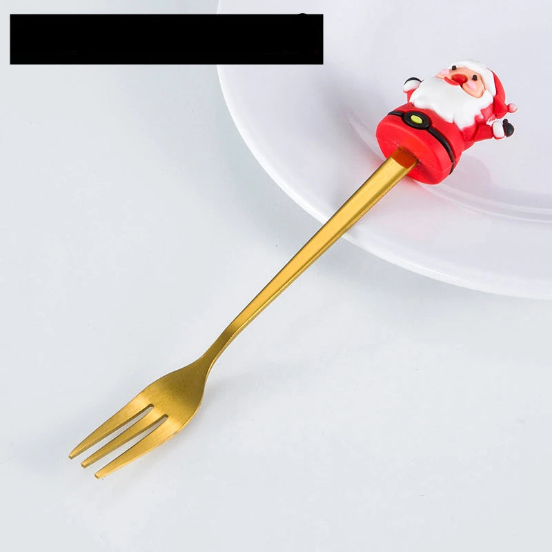 Christmas Spoon Forks Stainless Steel Coffee Spoon Christmas Tree Elk Tiny Stirring Spoons Party Tableware Ornaments Gifts Kids - Til Kjøkkenet