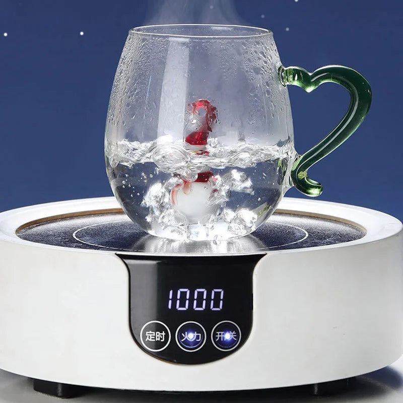 Creative Christmas Glass Cup 350ml Chriatmas Tree Snowman Animal Shape Single Layer Glass Cups Home Juice Cold Drink Cup Gifts - Til Kjøkkenet