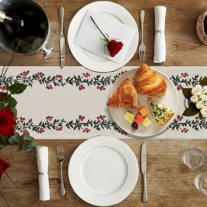 Bohemian style watercolor floral table runner suitable for Christmas kitchen and dining room decoration gift home decoration tab - Til Kjøkkenet