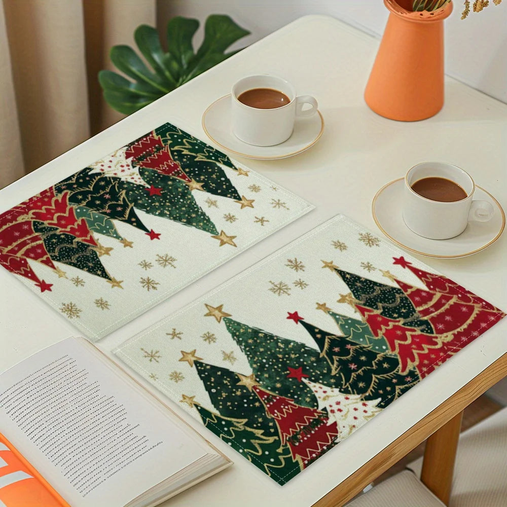 VIKAMA Christmas Limited Edition Tablecloth and Napkin for Kitchen Table with Waterproof Christmas Tree Decorations - Til Kjøkkenet