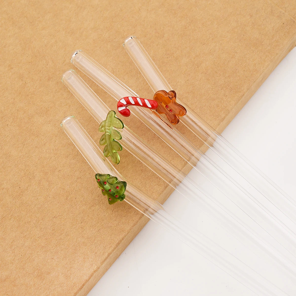 8pcs Christmas High Borosilicate Glass Straws Reusable Drinking Straw Set with Brush for Smoothies Tea Juice Bar Accessories - Til Kjøkkenet