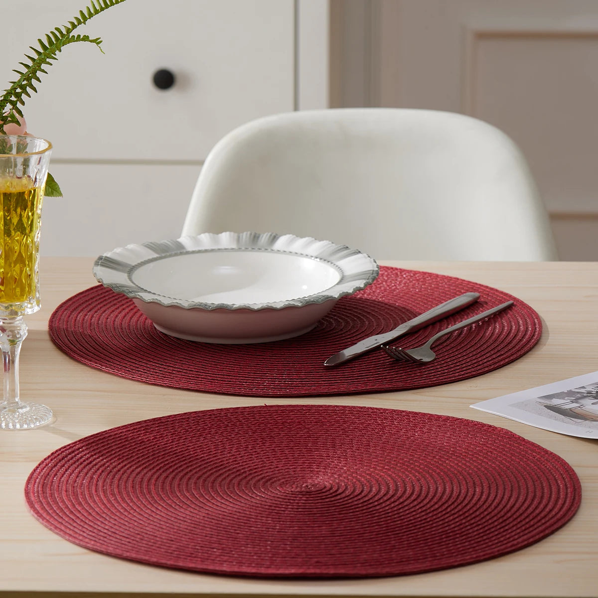 Christmas Placemat Set of 4 15inch Round Braided Placemats Table Mats For Kitchen Tables Woven  Non-Slip Place Mats - Til Kjøkkenet