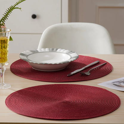 Christmas Placemat Set of 4 15inch Round Braided Placemats Table Mats For Kitchen Tables Woven  Non-Slip Place Mats - Til Kjøkkenet
