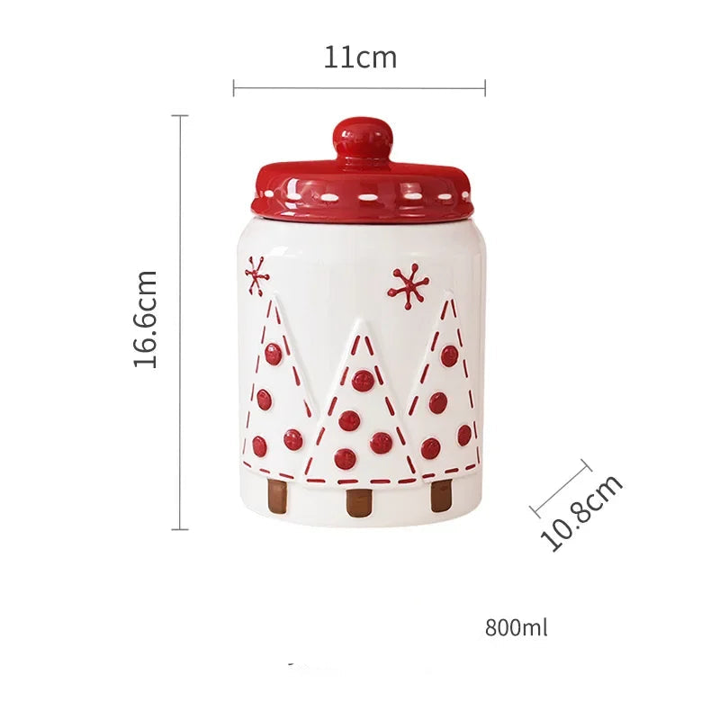 Nordic Santa Round home kitchen Sealed jar Large ceramic jar Snacks Creative decoration Christmas gift storage jar - Til Kjøkkenet
