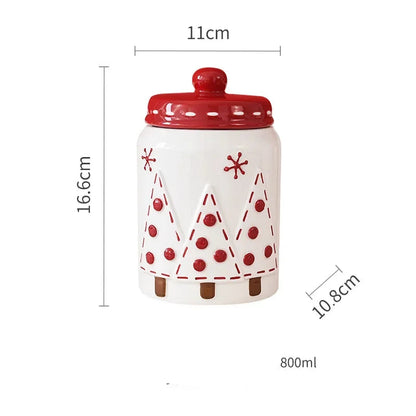Nordic Santa Round home kitchen Sealed jar Large ceramic jar Snacks Creative decoration Christmas gift storage jar - Til Kjøkkenet