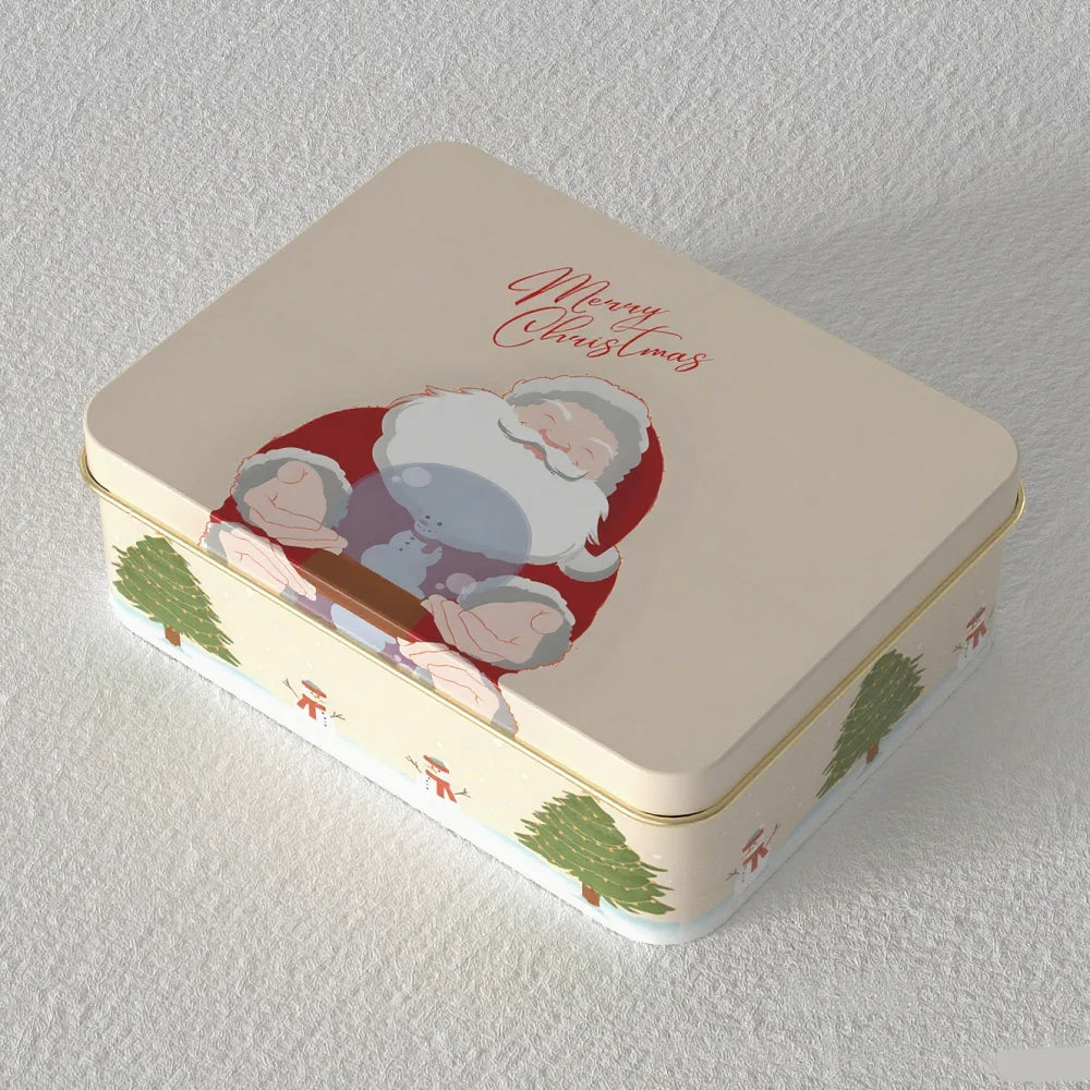 Christmas Tinplate Round Candy Tin Can Metal Box Cartoon Elk Santa Claus Letter Printed Xmas Candy Cookie Tea Storage Gift Case - Til Kjøkkenet
