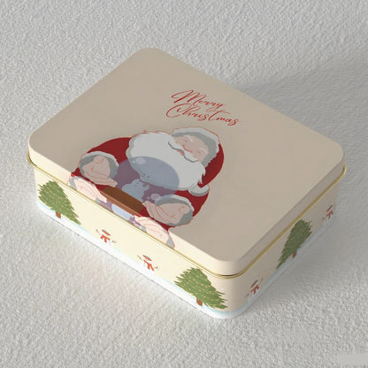 Christmas Tinplate Round Candy Tin Can Metal Box Cartoon Elk Santa Claus Letter Printed Xmas Candy Cookie Tea Storage Gift Case - Til Kjøkkenet