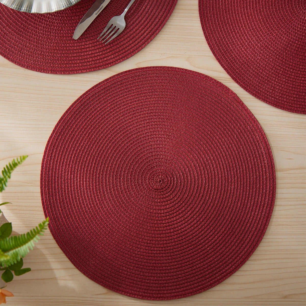 Christmas Placemat Set of 4 15inch Round Braided Placemats Table Mats For Kitchen Tables Woven  Non-Slip Place Mats - Til Kjøkkenet