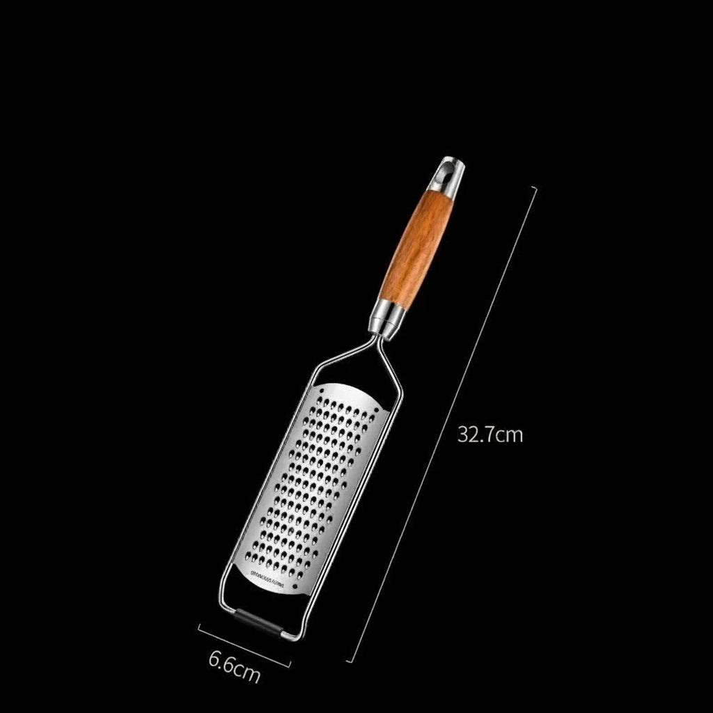 Rustfritt rivjern med trehåndtak