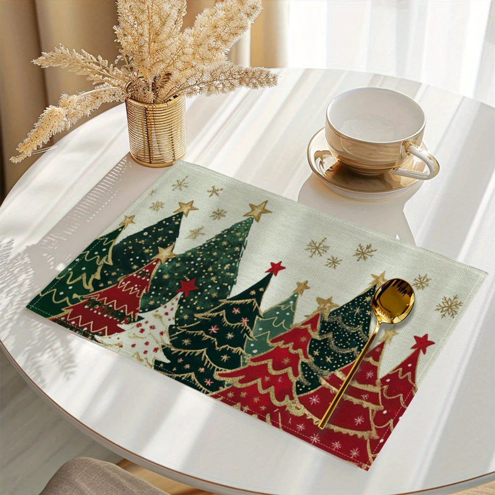 VIKAMA Christmas Limited Edition Tablecloth and Napkin for Kitchen Table with Waterproof Christmas Tree Decorations - Til Kjøkkenet